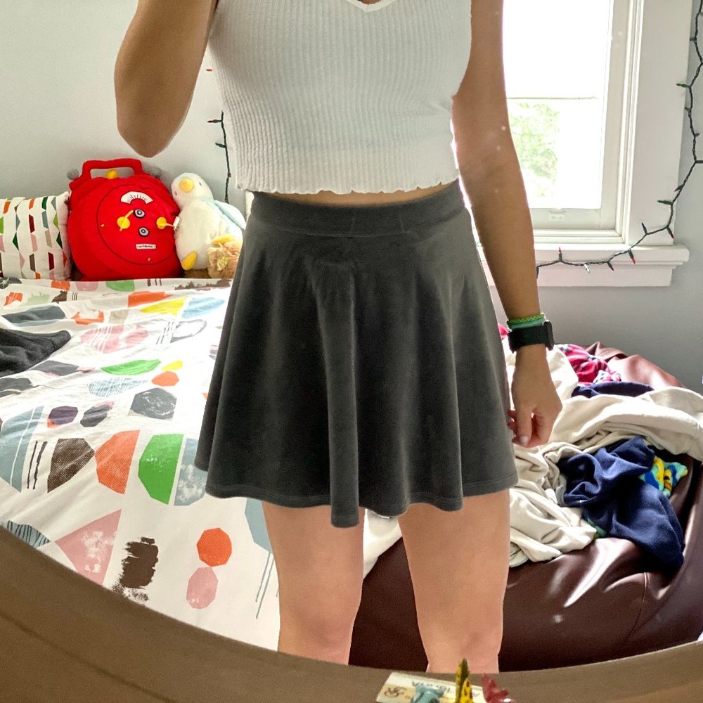 Velvet Grey Skater Skirt